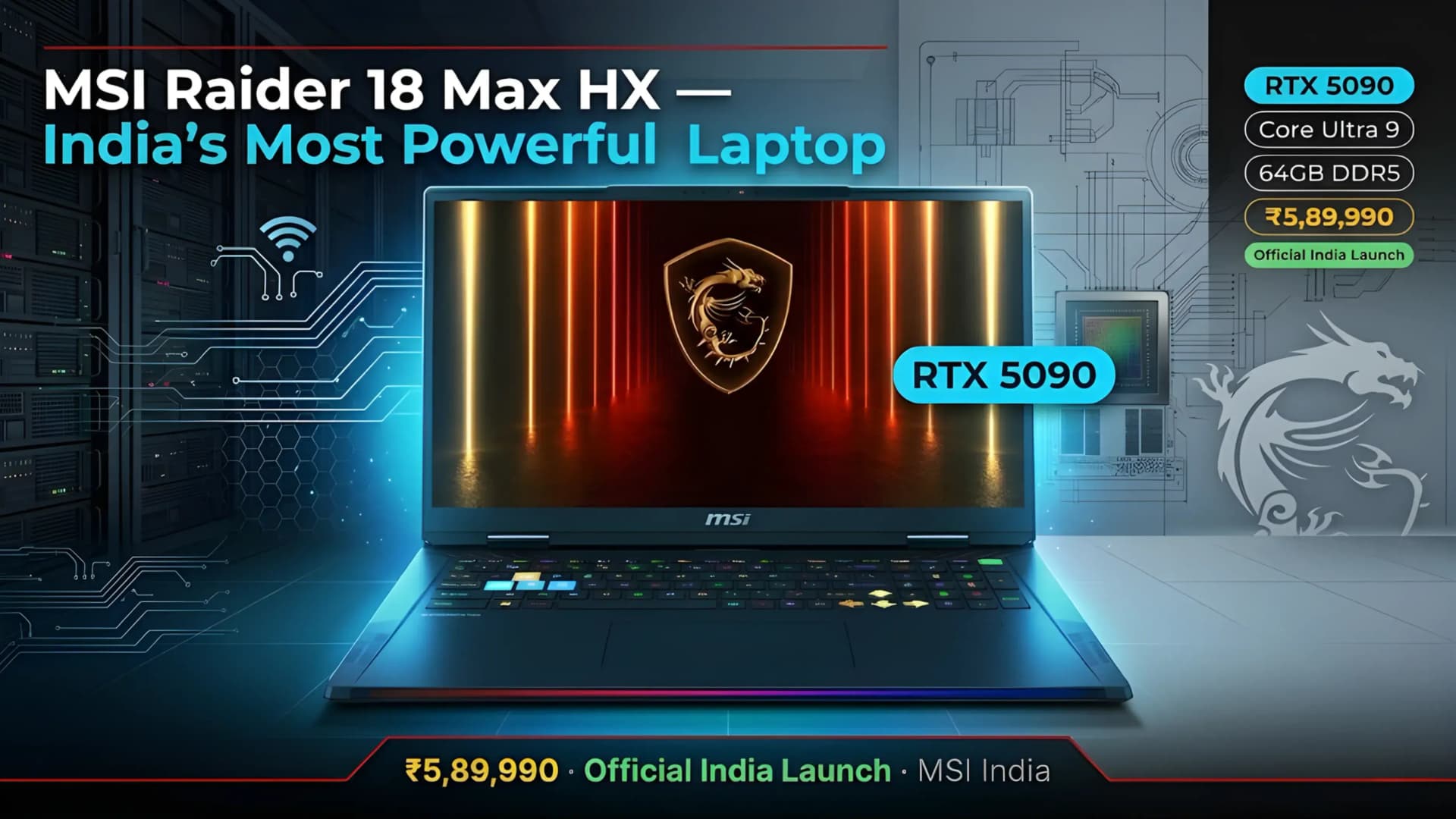 MSI Raider 18 Max HX Price India: Rs. 5,89,990 RTX 5090