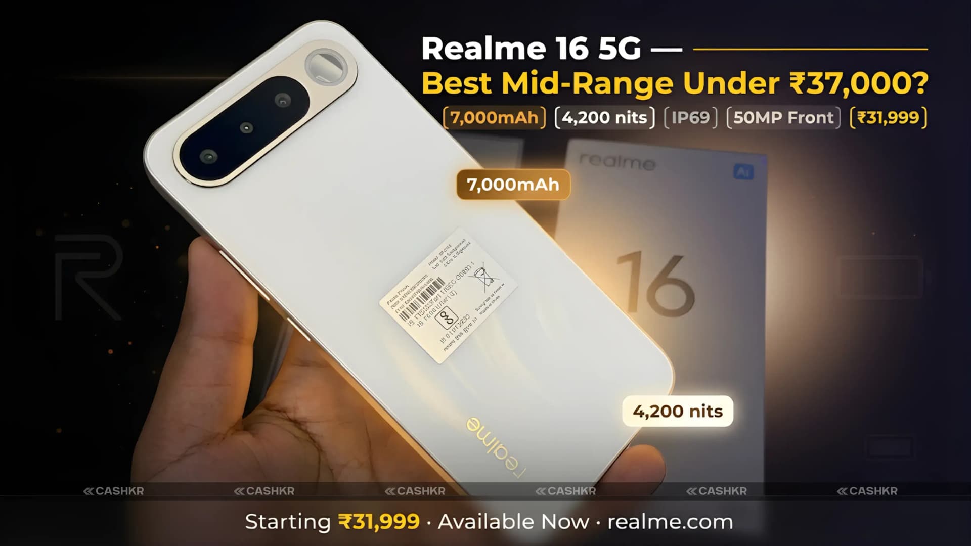 Realme 16 5G Price in India: 7000mAh and IP69 at Rs. 32K